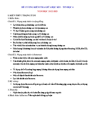 Đề cương kiểm tra giữa học kì 1 Tin học Lớp 6 - Năm học 2022-2023